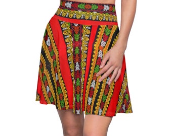 Philippines Filipino Batik Inspired Crisply PRINTED  Women's Skater Skirt | Holiday  Batik Inspired Skirt