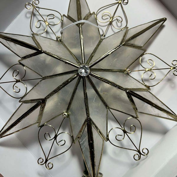 Philippines Capiz Star Tree Topper | 8.5 inches  Lighted tree topper