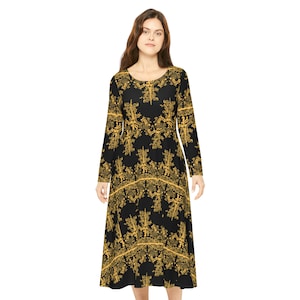 Philippines Filipino Mindanao BAtik inspired  Crisply PRINTED Women&#39;s Long SleeveDress |  | Multi Cultural attire | Philippine Parade