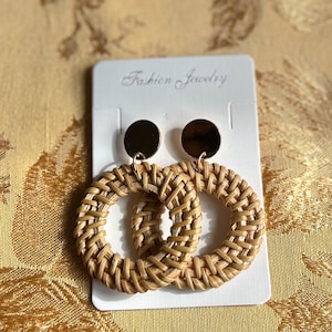 Philippines Filipino native   Rattan Earrings, lightweight, Geometric shapes designs