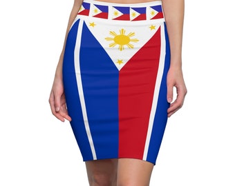 Philippines Filipino Inspired Inspired Women's Pencil Skirt | Crisply PRINTED | Multi Cultural Independence e day  inspired printed  Skirt