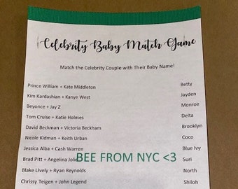 Celebrity Baby Names Game- Baby Shower Games!