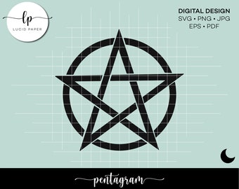 Pentagram Cut File - Instant Download - Witchy SVG Design - Pagan Cut Files - Cricut & Silhouette Cut Files - Goth SVG Silhouette