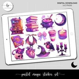 Pastel Magic Digital Stickers - Witchy Bundle Digital Planner Sticker Set - Halloween Digital Stickers