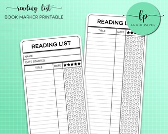 PRINTABLE Reading List Book Marker - Reading List Page Finder - Printable Bookmark - Realist Tracker Bookmark