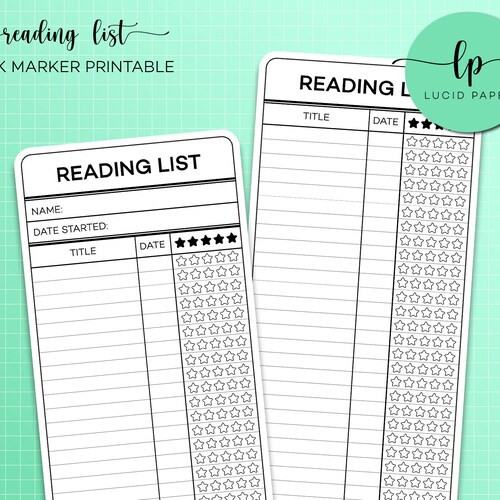 PRINTABLE Reading List Book Marker Reading List Page Finder Etsy