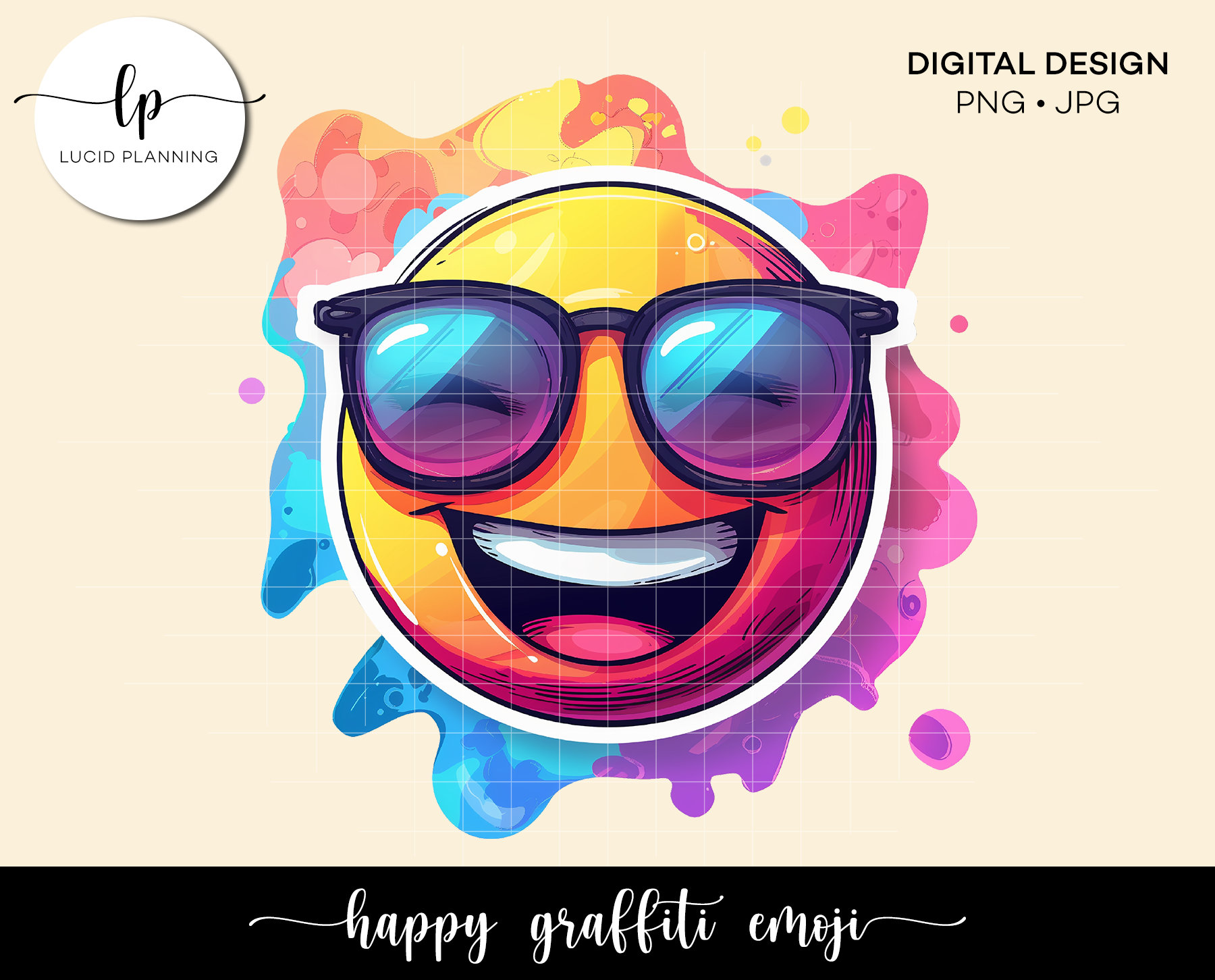 Cool glasses emoji - Etsy México, image size:1800x1451