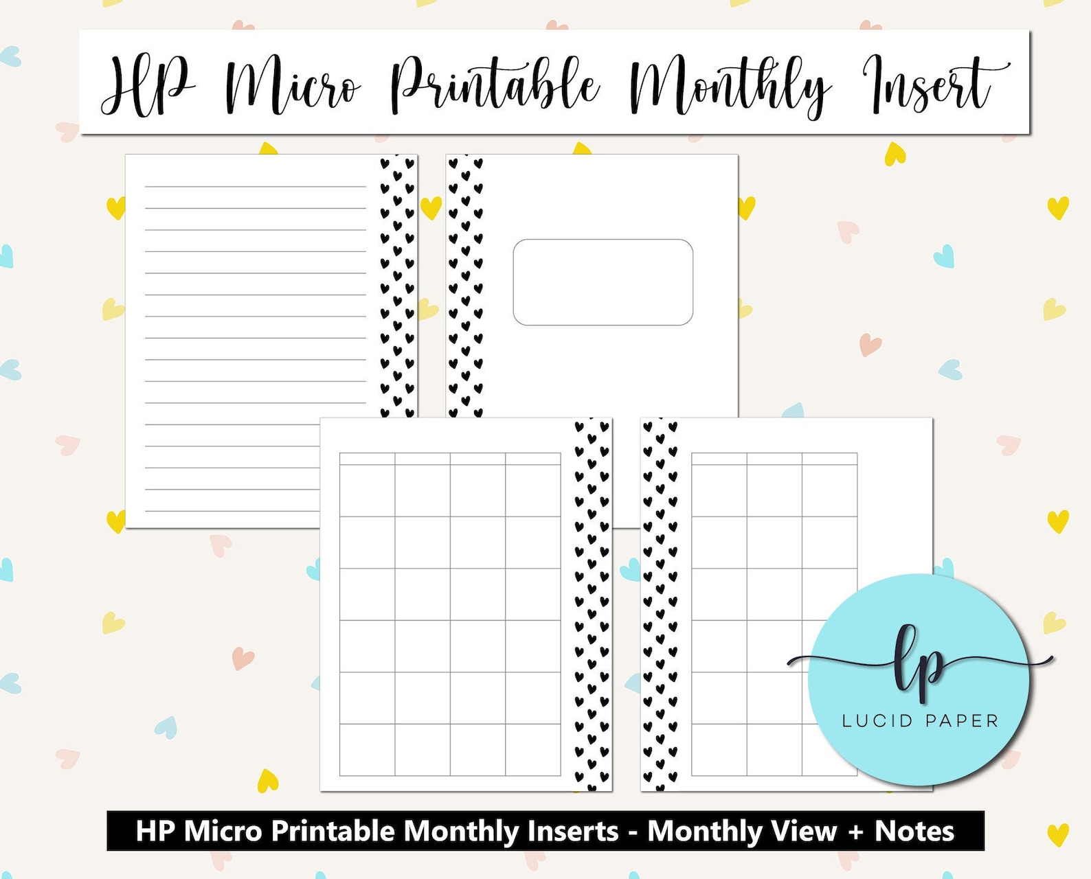 HP Micro Printable Monthly Insert Micro Month Printable | Etsy