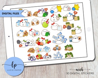 ACNH Digital Sticker Set - Kawaii Themed Digital Stickers - Digital and Printable Stickers - Set of 30 Digital Stickers