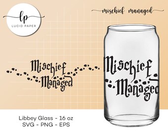 Mischief Managed Can Glass Wrap Cut File - Can Glass SVG - Marauders Map - Full Wrap for Libbey Glass 16oz - png, svg, eps Digital File