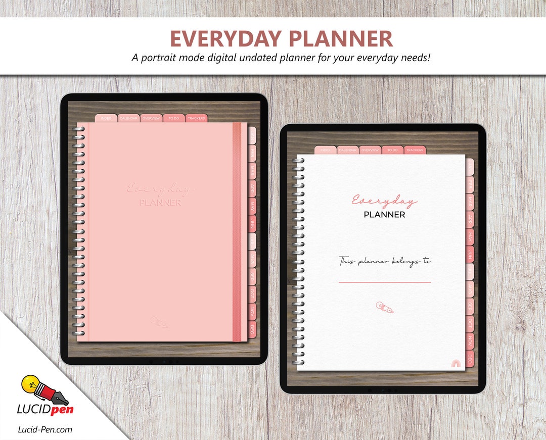 Everyday Undated Portrait Digital Planner | Monthly, Weekly, and Daily ...