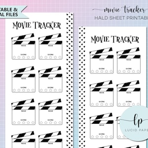 Skinny Classic Happy Planer Movie Tracker - Movie Tracker HP Halbblatt - Movie Tracker Druckbare Planereinlagen