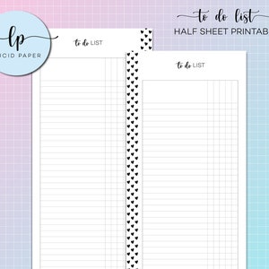 Halbes Blatt To Do Liste - Happy Planner Aufgabenliste - To Do Liste HP Classic druckbare Planereinlagen - Master Aufgabenliste - druckbare Inbox