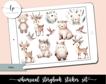 Whimsical Storybook Digital Stickers - Cute Storybook Characters Digital Planner Sticker Set - Whimsical Fairytale Digital Stickers