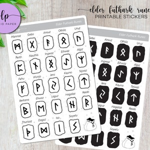 PRINTABLE Elder Futhark Rune Sticker Sheet 24 Viking Runes Binding Rune ...
