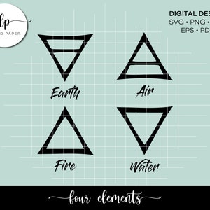 Four Elements Cut File - Instant Download - Witchy SVG Design - Pagan Cut Files - Cricut & Silhouette Cut Files - Elements SVG Bundle