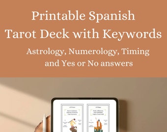Spanish tarot deck with keywords
