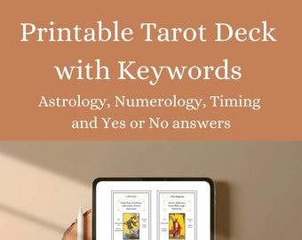 Printable Tarot with Keywords Astrology, Numerology, And more