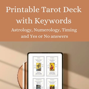 Printable Tarot with Keywords Astrology, Numerology, And more