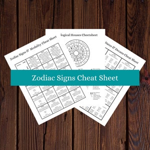 Zodiac Signs Cheat Sheets