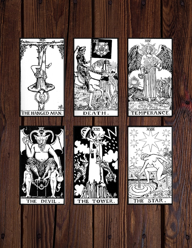 Tarotkarten zum Ausdrucken in schwarz und weiß - Etsy.de