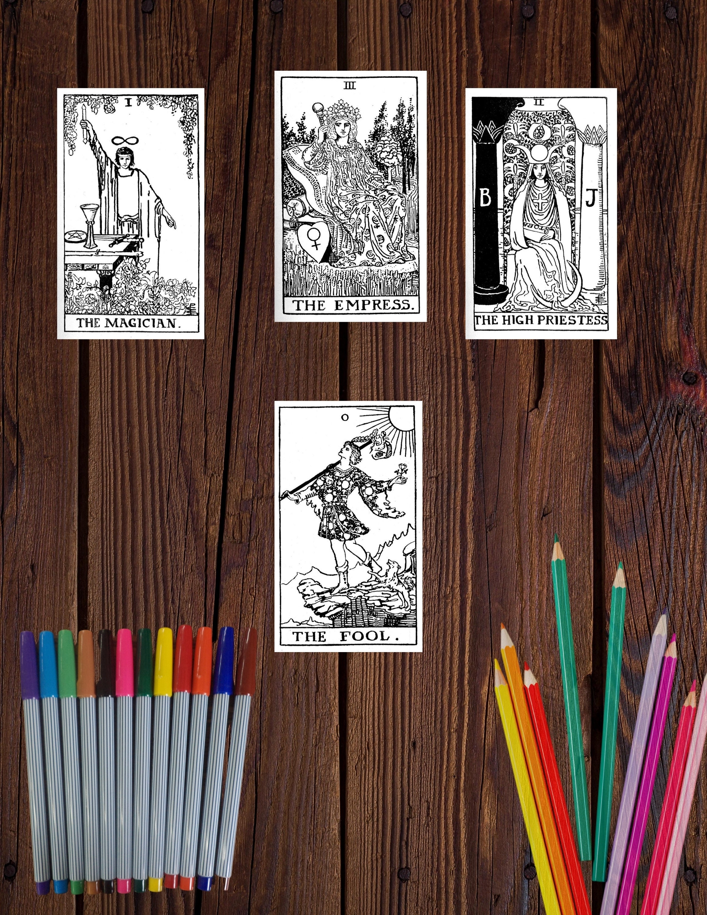 Tarotkarten zum Ausdrucken in schwarz und weiß - Etsy.de