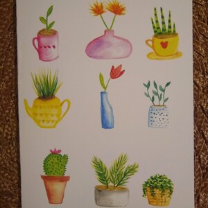 Plantas acuarela imprimir tarjeta de felicitación