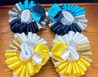 Blue and yellow Tutu Socks and Bow, Ruffle Socks, Glitter Tutu Socks, Girls Tutu Socks, Baby Tutu Socks