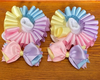 Pastel Tutu Socks and Bow Pastel Color Bow and Socks, Mulitcolor Bow and Socks, Mermaid Socks and Bow, Unicorn Socks and Bow