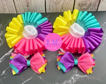 Pink and Purple Tutu Socks and Bow Set, Multicolor Socks or Anklets