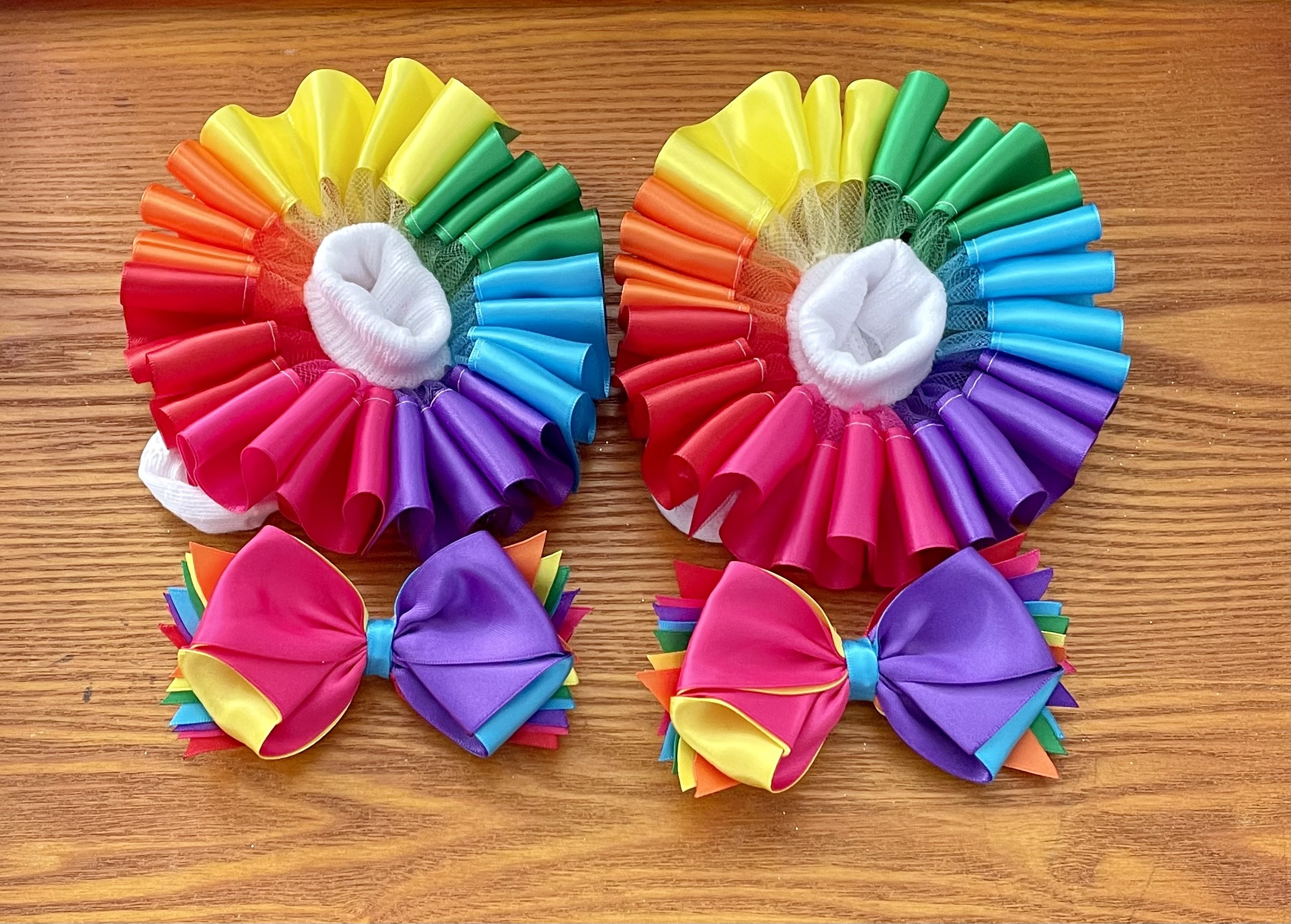 Rainbow Socks and Bow, Baby themed Socks and Bow, Ribbon Trim Socks, Rainbow Tutu Socks, Candyland Socks, Anklets, Detachable Socks