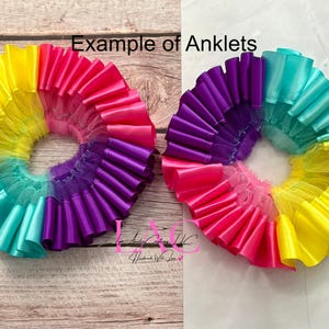 Pink and Purple Tutu Socks and Bow Set, Multicolor Socks or Anklets image 2