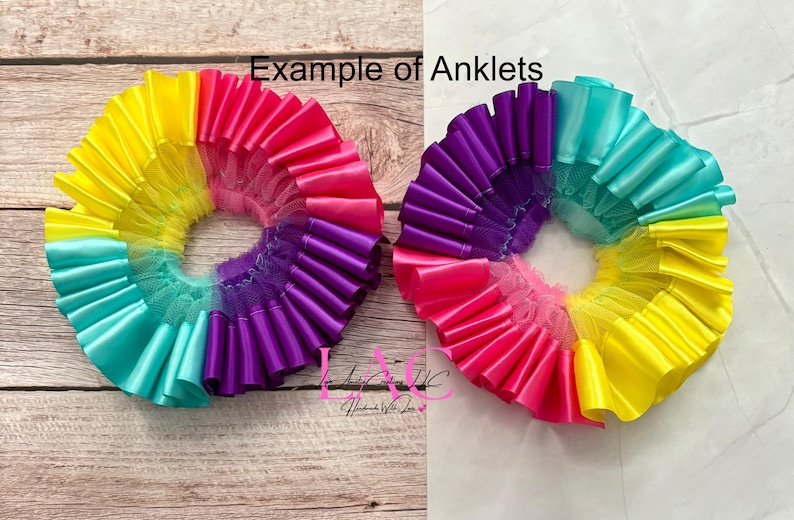 Pink and Purple Tutu Socks and Bow Set, Multicolor Socks or Anklets image 2