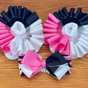 Pink and Black Tutu Socks and Bow Set, Barbie Themed Socks, Riffle Socks, Tutu Socks for Girls and Babies