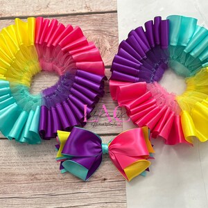 Pink and Purple Tutu Socks and Bow Set, Multicolor Socks or Anklets image 3