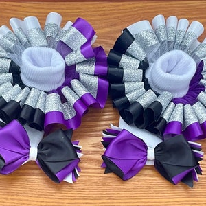 Black and Purple Ruffle Socks and Bow Set, Tutu Socks, Wednesday Themed Socks, Girls Socks, Baby Tutu Socks, Ruffle Socks