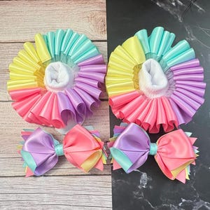 Ribbon Trim Socks and Bow Set, Multicolor Socks, Tutu Socks Girls, Unicorn Themed Ribbon Trim Socks, Mermaid Socks and Bow