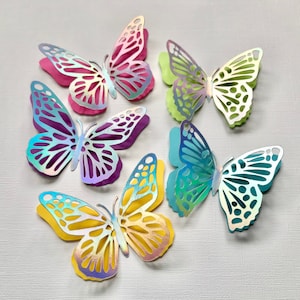 3D Holographic Paper Butterfly Cut Outs | Set of 10 Butterflies | Choose Your Colors | Foil Cardstock | Paper craft