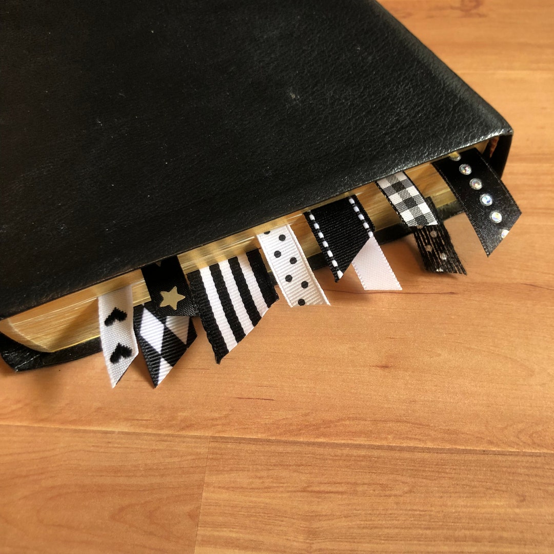Bable Ribbon Bible Ribbons - Black and Whites - Bible Bookmarks - Assorted Set of 10 ...