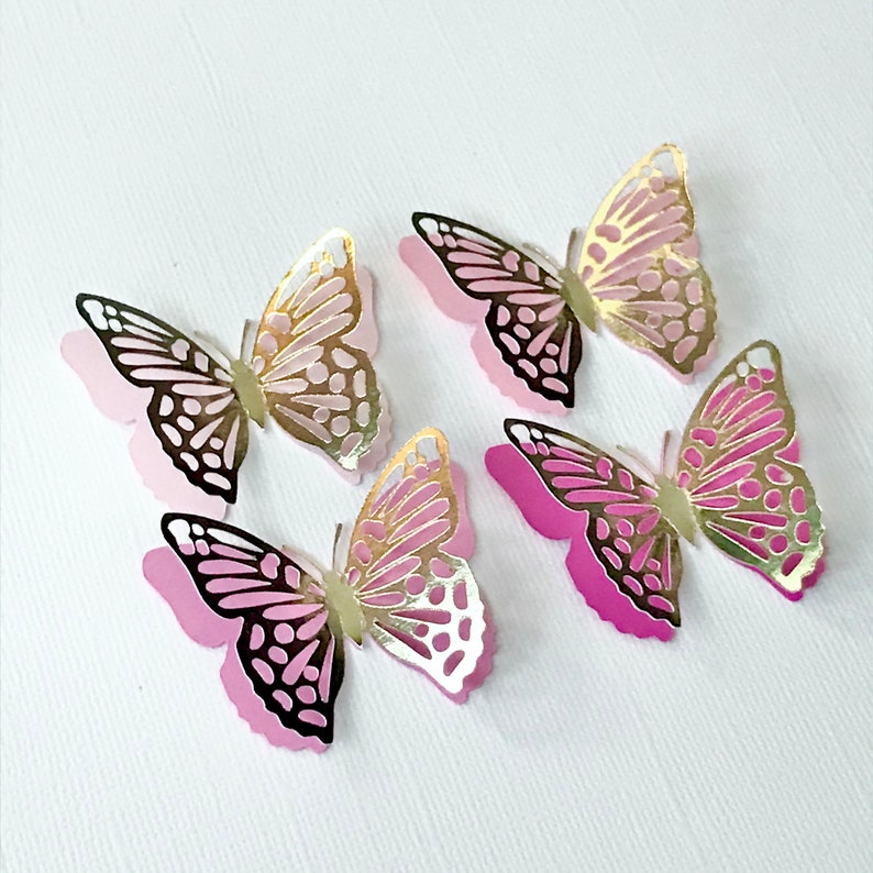 3D Gold Paper Butterfly Cut Outs Set of 10 Butterflies Etsy UK