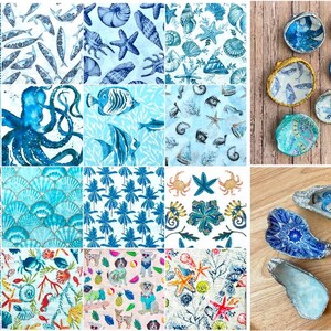 Ocean Themed Decoupage Napkins – Fish, Seashells, Nautical & Coastal Designs for DIY Crafts and Mixed Media, DIY jewelry dish
