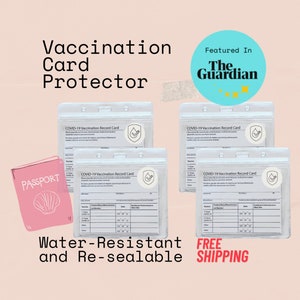 Vaccination Card Holder Protector Sleeve Re-sealable and Water Resistant for Home and Travel