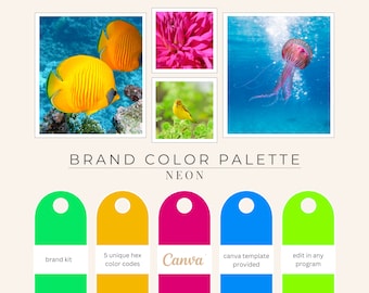 Brand Color Palette, Hex Codes, Neon Palette, Branding Board, Color Scheme, Hot Pinks, Blues and Yellows, Neon