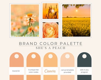 Brand Color Palette, Hex Codes, Branding Board, Color Scheme, Party Wedding Colors, Peach, Orange Cream & Pale Pinks, She's A Peach