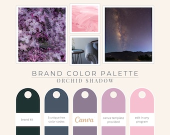 Brand Color Palette, Hex Codes, Purple Palette, Branding Board, Color Scheme, Purple hues, pink, lavender, Orchid Shadow