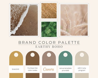 Boho Color Palette, Hex Codes, Branding Board, Color Scheme, Purples, Browns, Earthy Boho