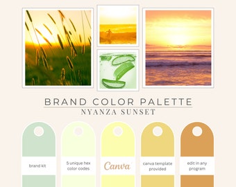 Brand Color Palette, Website Colors, Social Branding, Hex Codes, Green Color Palette, Branding Board, Color Scheme, "Nyanza Sunset"