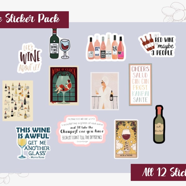 Wine Themed Stickers Etsy