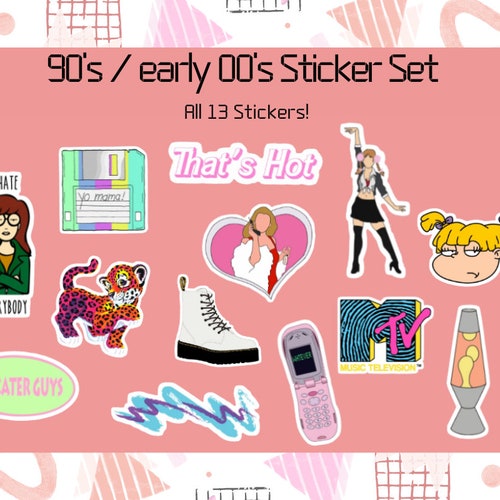 90's Sticker Set 1990's Glossy Aesthetic Stickers | Etsy