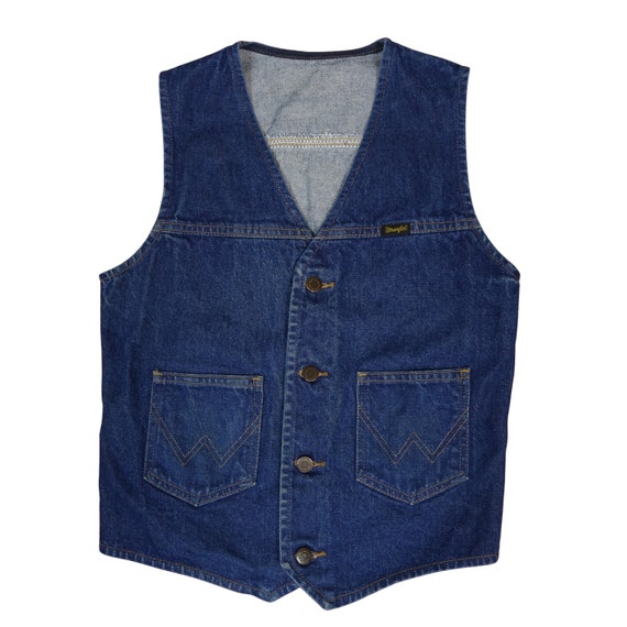 70s Denim Vest Vintage Wrangler Western Vest